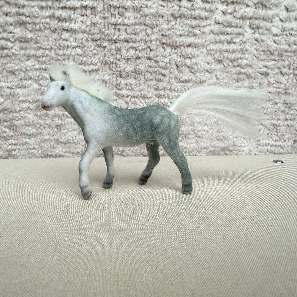 vintage flocked miniature toy horse figurine